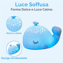 Carica l'immagine nel visualizzatore di Gallery, Luce Notturna Balena, Lampada Bambini in Silicone Morbido, Dimmerabile, RGB 7 Colori, Touch Ricaricabile, Timer 30 Min, 