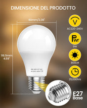 Carica l'immagine nel visualizzatore di Gallery, Lampadina LED E27 con Telecomando, Lampadina E27 Dimmerabile, Lampadine LED 9W Equivalente a 60W, 3 Temperature di Color