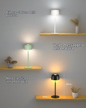 Carica l'immagine nel visualizzatore di Gallery, TRUMPETS Lampada da Tavolo Senza Fili Metallo, H:25cm Lampada da Comodino Ricaricabile USB-C, 3 Temperature Colore, Lamp