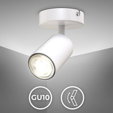 Carica l'immagine nel visualizzatore di Gallery, B.K.Licht Faretto da parete o soffitto orientabile, attacco per lampadina GU10 non inclusa, plafoniera in metallo bianco