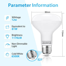 Carica l'immagine nel visualizzatore di Gallery, Aigostar Pacco da 5 Lampadina LED E27 12W, R80 Lampadine Luce Bianca Fredda 6500K 1170Lumen, Angolo a Fascio 170°, Non D