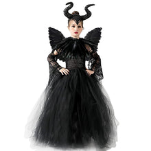 Carica l&#39;immagine nel visualizzatore di Gallery, Malefica Costume da Regina per bambine, Strega Cattiva Halloween, Abiti Tutu Principessa, Gonna Tulle Festa a Tema, Vestito Carnevale, Natale, Cosplay (XL 135-155 cm)