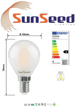 Carica l'immagine nel visualizzatore di Gallery, SUNSEED 10x Lampadina E14 Filamento LED Satinata 4W Sfera G45 470 Lm Luce Naturale 4000K, 40W Equivalente