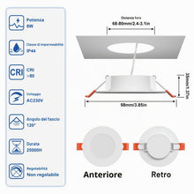 Carica l'immagine nel visualizzatore di Gallery, 7W Faretti LED da Incasso per Cartongesso, Bianco Caldo 2700K, Set di 6