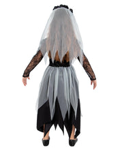 Carica l'immagine nel visualizzatore di Gallery, Funidelia Costume da sposa fantasma per bambina. Include Vestito e cerchietto per capelli con fiori e velo, taglia 13-15