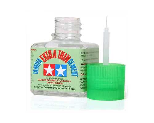 Tamiya 87038 – Colla Extra liquida con Pennello applicatore, Bottiglietta da 40 ml