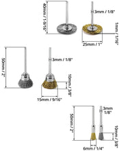 Carica l'immagine nel visualizzatore di Gallery, QWORK® 36 Pezzi Spazzole Metalliche per Trapano Smerigliatrice, Spazzole Ottone Spazzole Acciaio per Pulizia Molatura Lu