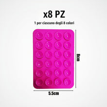 Carica l'immagine nel visualizzatore di Gallery, 8 ventose in silicone, supporto quadrato a ventosa, ventosa per cellulare accessori mobili su un lato in silicone, adatt