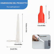 Carica l'immagine nel visualizzatore di Gallery, 30 beccucci in silicone per beccellatura con coperchi, per cartucce sigillanti e mastice, accessori universali per pisto