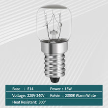Carica l&#39;immagine nel visualizzatore di Gallery, YIIFELL 4 Pezzi lampadine per forno E14 15W,Luce Calda 2700K,Resistente al Calore Fino a 300 Gradi forno a microonde, frigorifero,Classe di efficienza energetica G [Classe di efficienza energetica A]