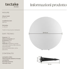 Carica l'immagine nel visualizzatore di Gallery, tectake® Lampada da terra Sfera LED, luce RGB da esterno e interno, telecomando, 16 colori, 1200 lumen, IP44 water proof, polietilene, luci giardino arredo esterno, piedini - M - Ø 40 x 40 cm