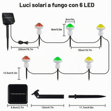 Carica l'immagine nel visualizzatore di Gallery, Joycome 6 LED Fungo Luci Solari da Giardino 8 Modalità Decorazioni Giardino