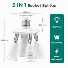 Carica l'immagine nel visualizzatore di Gallery, DiCUNO E27 5 en 1 Socket adattatore splitter, Convertitore Rotondo, 1 Pezzi