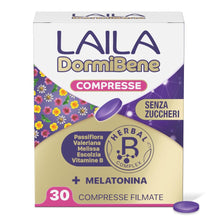 Carica l'immagine nel visualizzatore di Gallery, Laila DormiBene Compresse, Integratore per dormire con Melatonina + Erbali