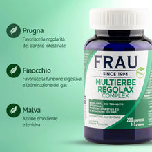 Carica l'immagine nel visualizzatore di Gallery, FRAU Multierbe Regolax Complex 200 Compresse da 500 mg, Integratore Alimentare Regolarità Transito Intestinale, Lassativ