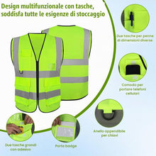 Carica l'immagine nel visualizzatore di Gallery, Adiwo Gilet di Sicurezza Riflettente, Alta Visibilità Giacca da Lavoro Riflettente con Tasche e Cerniera per Lavori all'