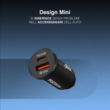 Carica l'immagine nel visualizzatore di Gallery, PORTENTUM Dual Simultaneous Car Charger 60W - 60W USB Type-C Cable Fast Charging - Car Battery Charger Mobile Phone - US