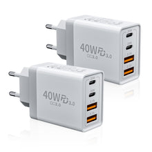 Carica l'immagine nel visualizzatore di Gallery, Caricatore USB C 2 Pack, 40W 4-Porto Presa USB Caricatore Multipla USB A + Caricatore Rapido Tipo C, Spina USBC Alimenta