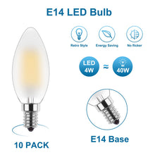 Carica l'immagine nel visualizzatore di Gallery, E14 LED Dimmerabile a Forma di Candela 4W,Lampadine a Candela a LED Vintage Bianco Caldo 2700K,Sostituisce 40W,per Lampa