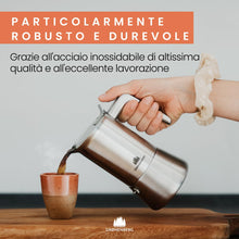 Carica l'immagine nel visualizzatore di Gallery, Groenenberg Moka induzione 4 Tazze (200 ml) | Caffettiera induzione (Acciaio Inox) | Moka con Guarnizione di ricambio &amp; istruzioni