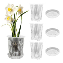 Carica l'immagine nel visualizzatore di Gallery, Set da 3 Vasi per Orchidee in Plastica con Sottovasi, 1.3L/Ø14cm Vaso