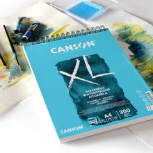 Carica l'immagine nel visualizzatore di Gallery, Canson XL, Aquerelle Album per Tecniche Umide Spiralato Lato Corto 300g/m, Grana Fine, A4, 30 Fogli