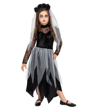 Carica l'immagine nel visualizzatore di Gallery, Funidelia Costume da sposa fantasma per bambina. Include Vestito e cerchietto per capelli con fiori e velo, taglia 13-15