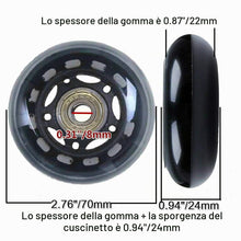 Carica l'immagine nel visualizzatore di Gallery, ORO Ruote di ricambio per valigia, 1 paio di ruote di ricambio per bagagli, pattini in linea o rulli da 40/43/45/50/54/6