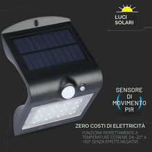 Carica l'immagine nel visualizzatore di Gallery, Lampada da Muro LED 1.5W, con Pannello Solare e Sensore, Nera