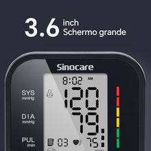 Carica l'immagine nel visualizzatore di Gallery, Sinocare Misuratore di Pressione da Braccio (22-42cm) con Indicatore di Rischio, Monitoraggio Domestico dell'Ipertensione, Modalità Doppio Utente con 2x99 Posizioni di Memoria, Rilevamento Aritmie