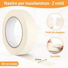 Carica l'immagine nel visualizzatore di Gallery, Nastro Carta 24 mm x 50 m, Mascheratura e Verniciatura Professionale