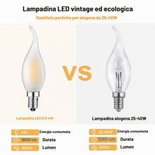 Carica l'immagine nel visualizzatore di Gallery, Lampadina LED E14, forma a fiamma, 4 W, sostituisce lampadine alogene da 40 W, 360 lumen, 2700 K, luce bianca calda, 6 p