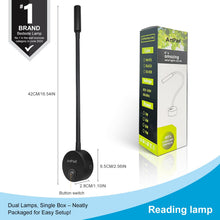 Carica l'immagine nel visualizzatore di Gallery, 2 Pack applique camera da letto nere -3W,interruttore a pulsante, braccio pieghevole a 360° - luce per lettura libri a l