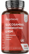 Carica l'immagine nel visualizzatore di Gallery, Glucosamina Condroitina MSM, Acido Ialuronico, Vit C e Curcuma, 6 Mesi, Glucosamina Complex, La Vitamina C Contribuisce alla Normale Formazione del Collagene per la Normale Funzione delle Ossa (EFSA)