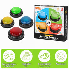 Carica l'immagine nel visualizzatore di Gallery, Adiwo 4PCS Quiz Buttons, Buzzer Game Show Buttons, Rispondi Al Cicalino Con Luce E Suono Di Allarme, Pulsanti Colorati, 