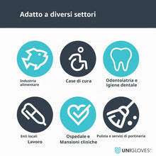 Carica l'immagine nel visualizzatore di Gallery, Unigloves Unicare Guanti Monouso, Multiuso in Vinile, Senza Polvere, Senza Lattice, Peso Medio, confezione da 100 Guanti