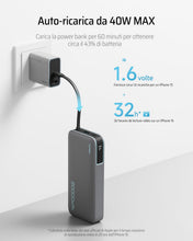 Carica l'immagine nel visualizzatore di Gallery, CUKTECH 45W 20000mAh Power Bank con Cavi Integrati, Ricarica Rapida Batteria Esterna con 2 Porte, Display Digitale, USB C Caricatore Portatile Caricabatterie per MacBook Air, Galaxy S23, iPhone 15 Pro