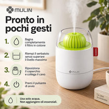 Carica l'immagine nel visualizzatore di Gallery, MULIN Mini umidificatore da 280 ml, per camera da letto/cameretta dei bambini/piante, Autonomia 6 Ore, 28 dB, silenzioso
