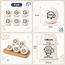 Carica l'immagine nel visualizzatore di Gallery, edihome, Palline per Asciugatrice in Lana 100% Naturale – Set da 6 Palle Asciugatrice che Riducono i Tempi di Asciugatura e Ammorbidiscono il Bucato, con Sacchetto