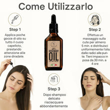 Carica l'immagine nel visualizzatore di Gallery, Olio di Rosmarino per Capelli, Stimola la Crescita e Previene la Caduta, Rinforzante con Lino e Biotina, Nutre il Cuoio 