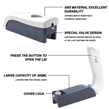 Carica l'immagine nel visualizzatore di Gallery, 300ml Dispenser di Sapone, Dispenser per Shampoo e Bagnoschiuma da Parete, Dispenser per Sapone Liquido, Senza Foratura, Manuale Sapone Dispenser, Dispenser Sapone a Parete (Bianco)
