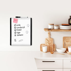 Amazon Basics Lavagna magnetica cancellabile a secco, telaio in plastica/alluminio, 21.6 x 28 cm, Bianco