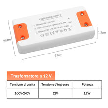 Carica l'immagine nel visualizzatore di Gallery, Alimentatore 12v 1A, 12W Trasformatore 220V a 12v, trasformatore 12 volts