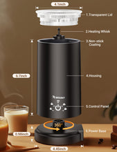 Carica l'immagine nel visualizzatore di Gallery, NWOUIIAY Montalatte Elettrico, 5 in 1 Cappuccinatore Elettrico 600W, 350ML, Macchina per Schiuma di Latte Calda e Fredda, Montalatte Silenzioso per Cappuccino Macchiato Caffè Latte e Cioccolata Calda