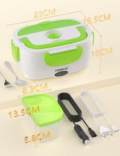 Carica l&#39;immagine nel visualizzatore di Gallery, Scaldavivande Elettrico Portatile in Acciaio Inox (220V &amp; 12V) Portatile 1,5L con Forchetta e Cucchiaio per Auto/Ufficio/Casa