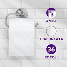 Carica l&#39;immagine nel visualizzatore di Gallery, by Amazon Carta Igienica, 3 Veli Trapuntata, Morbida e Setosa, 36 Rotoli (4 Confezioni da 9), 200 Fogli per Rotolo, Certificata FSC