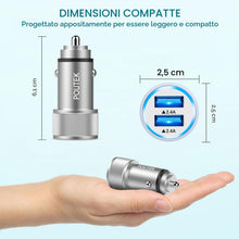 Carica l'immagine nel visualizzatore di Gallery, Caricatore Auto iPhone con 2x Cavo Lightning [Certificato MFi], USB Accendisigari Auto Caricabatterie Auto Cellulare Ada