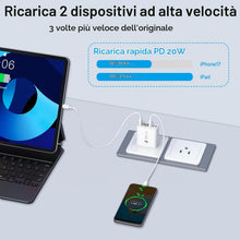 Carica l'immagine nel visualizzatore di Gallery, Caricabatterie USB C 50W, Presa USB Muro con 5 Porte (2 USB-C PD 20W e 3 USB-A), Caricatore Rapide Multiplo Adattatore U