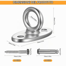 Carica l'immagine nel visualizzatore di Gallery, Ganci ad Occhiello Acciaio Inox per Soffitto e Pareti