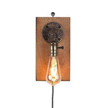 Carica l'immagine nel visualizzatore di Gallery, BARCELONA LED Applique da Parete Vintage in Legno e Metallo Stile Industriale Retro Design Tubo con Cavo Nero Interrutto